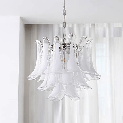 Elegant Glass Leaf Chandelier - Adjustable Height, Energy Efficient Li