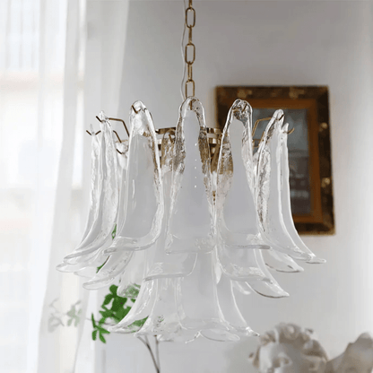 Elegant Glass Leaf Chandelier - Adjustable Height, Energy Efficient Li