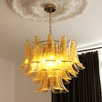 Elegant Glass Leaf Chandelier - Adjustable Height, Energy Efficient Li