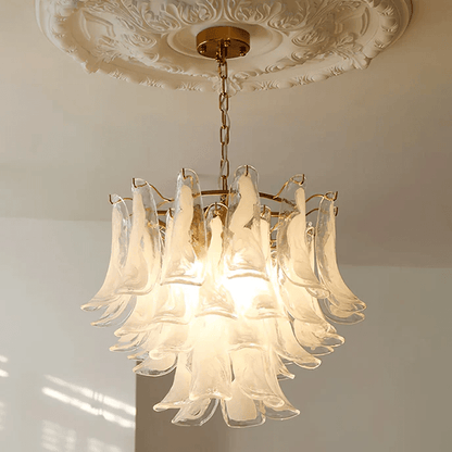 Elegant Glass Leaf Chandelier - Adjustable Height, Energy Efficient Li
