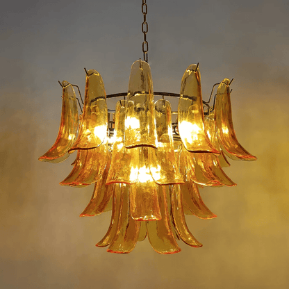 Elegant Glass Leaf Chandelier - Adjustable Height, Energy Efficient Li