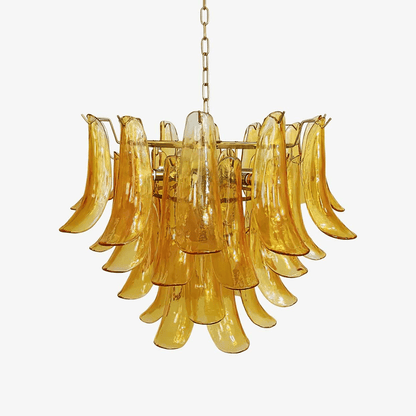 Elegant Glass Leaf Chandelier - Adjustable Height, Energy Efficient Li