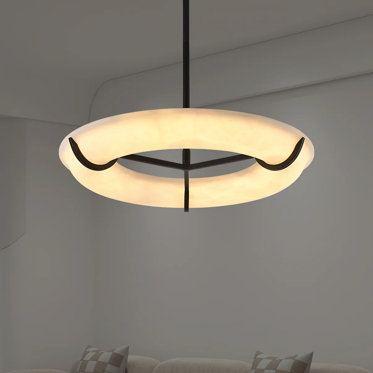 Elegant Alabaster Pendant Light - Adjustable Height, Soft Glow