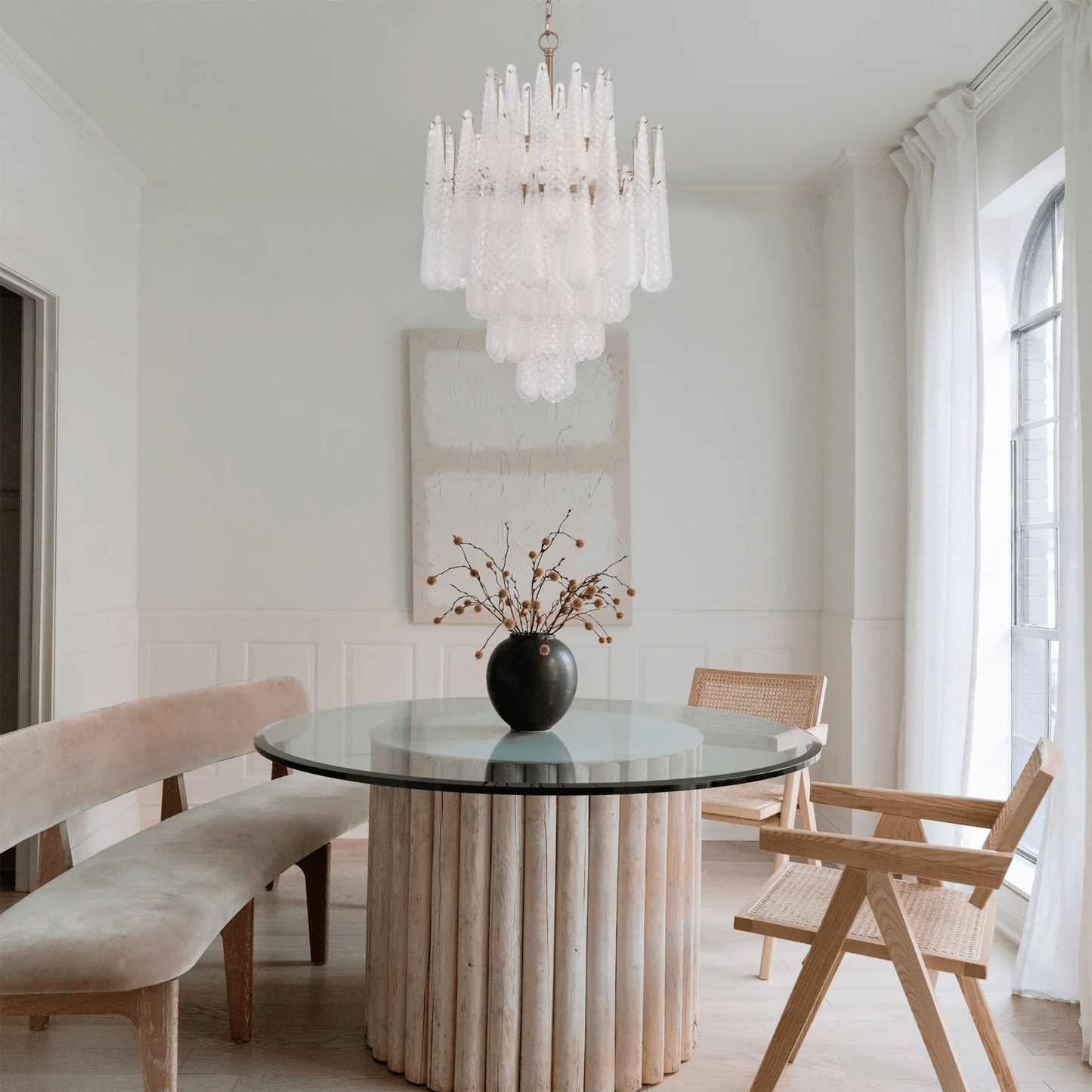 Ollie Drop Chandelier - Elegant Design with Adjustable Height & LED Co