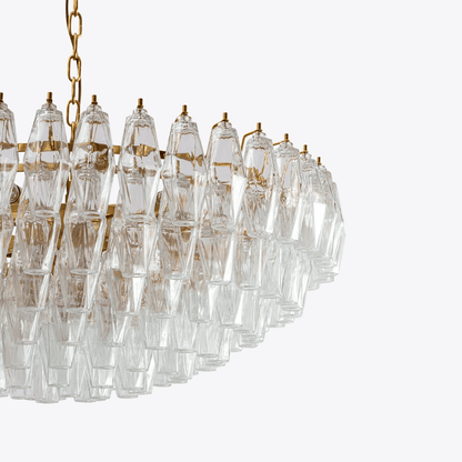 Clear Sorrento Chandelier - Elegant Design with Adjustable Height & LE