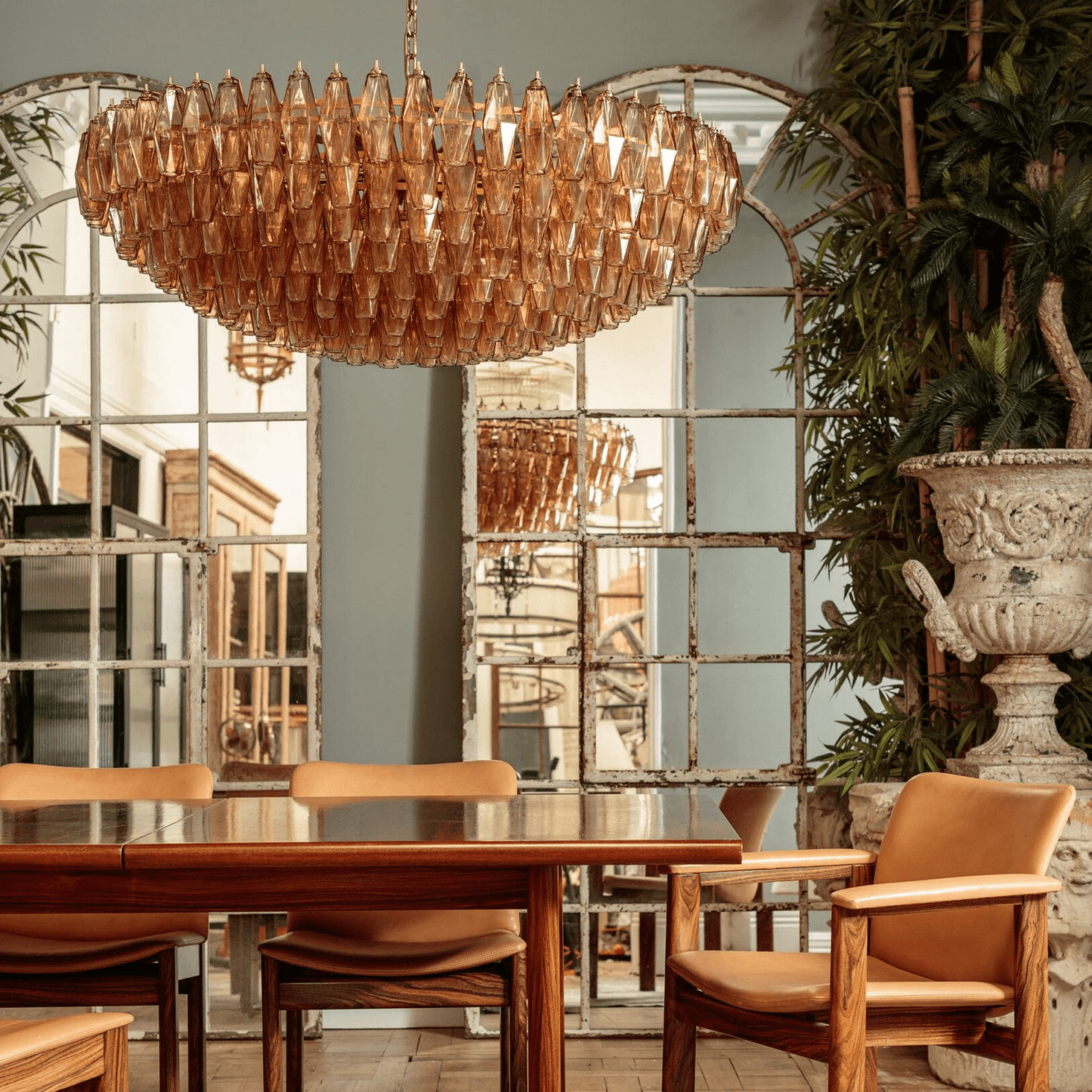 Amber Sorrento Chandelier - Elegant Design with Adjustable Height & LE