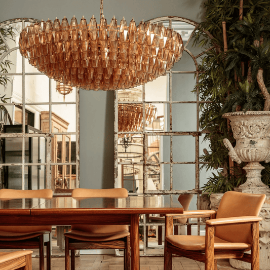 Amber Sorrento Chandelier - Elegant Design with Adjustable Height & LE
