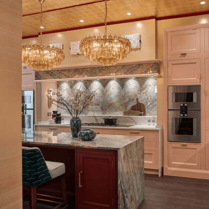Amber Sorrento Chandelier - Elegant Design with Adjustable Height & LE