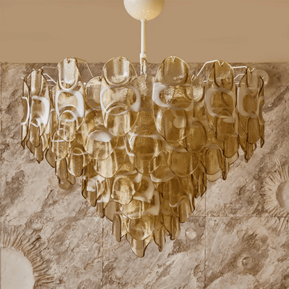 Elegant Vivara Glass Chandelier with Adjustable Height & Crystal Accen