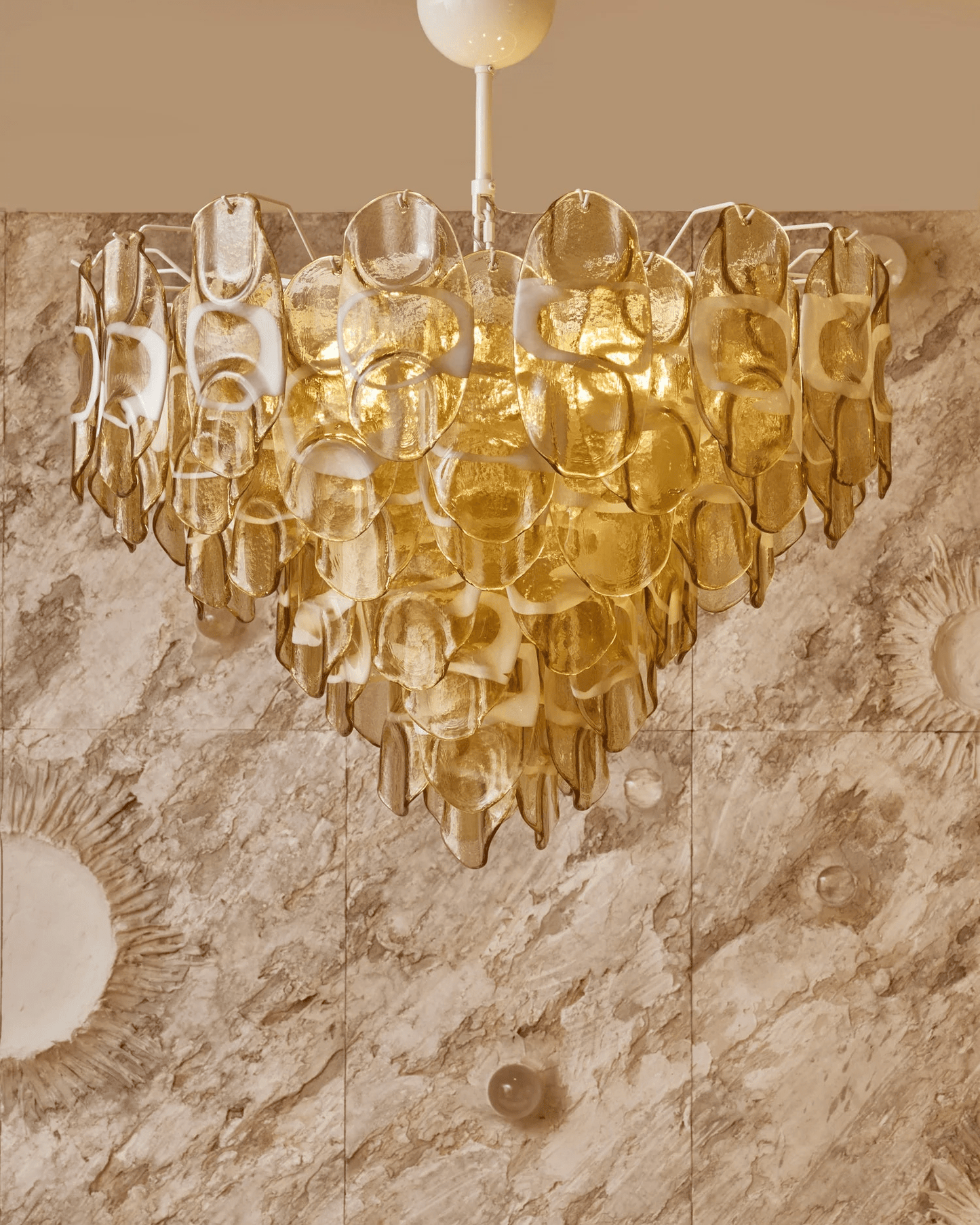 Elegant Vivara Glass Chandelier with Adjustable Height & Crystal Accen