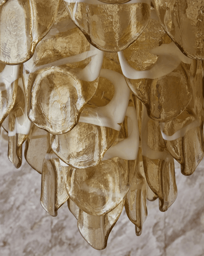 Elegant Vivara Glass Chandelier with Adjustable Height & Crystal Accen