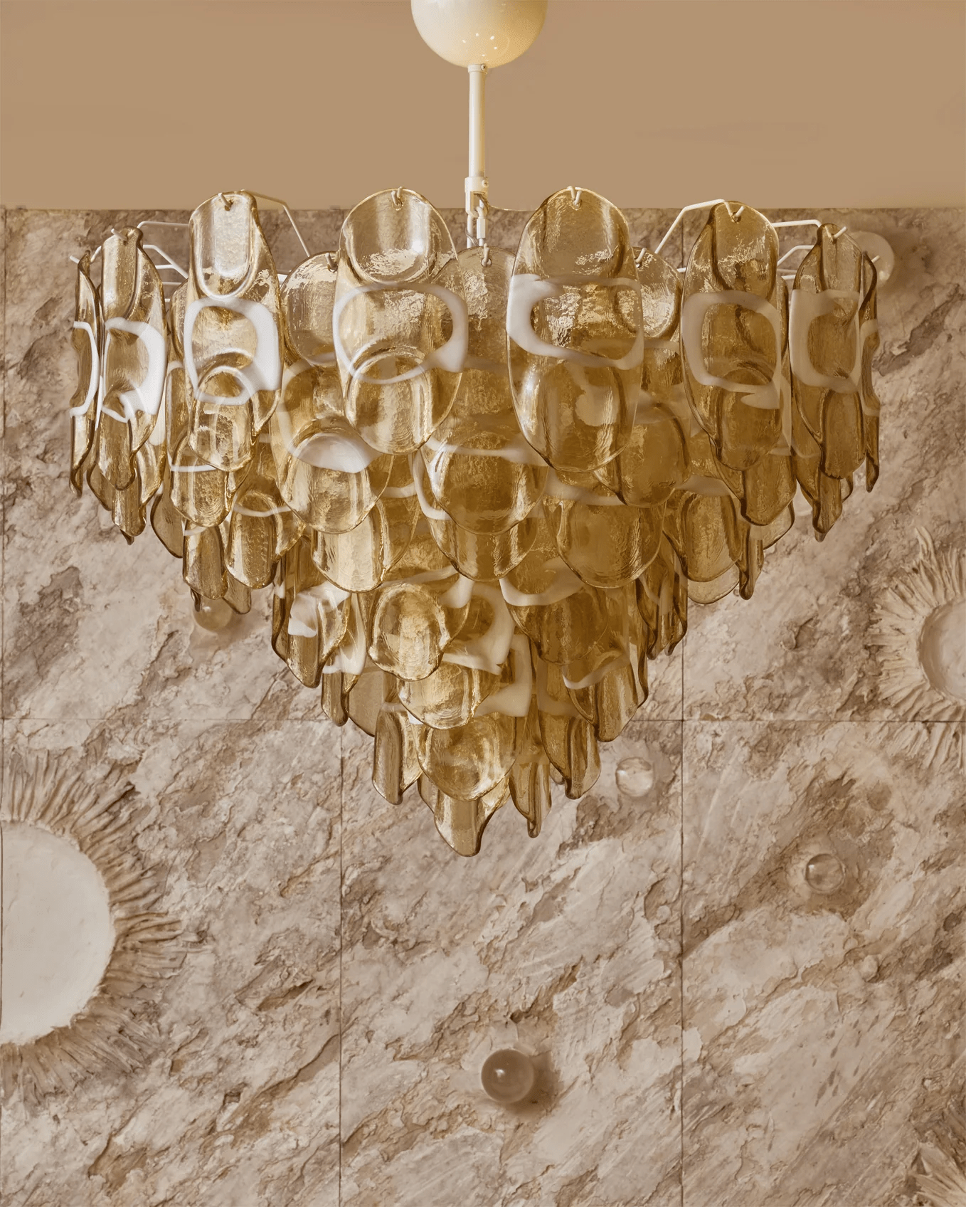 Elegant Vivara Glass Chandelier with Adjustable Height & Crystal Accen