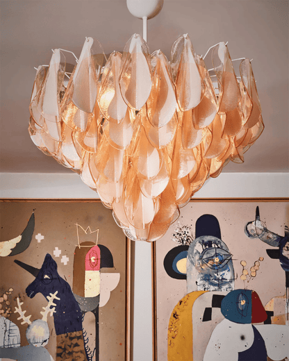 Elegant Vivara Glass Chandelier with Adjustable Height & Crystal Accen