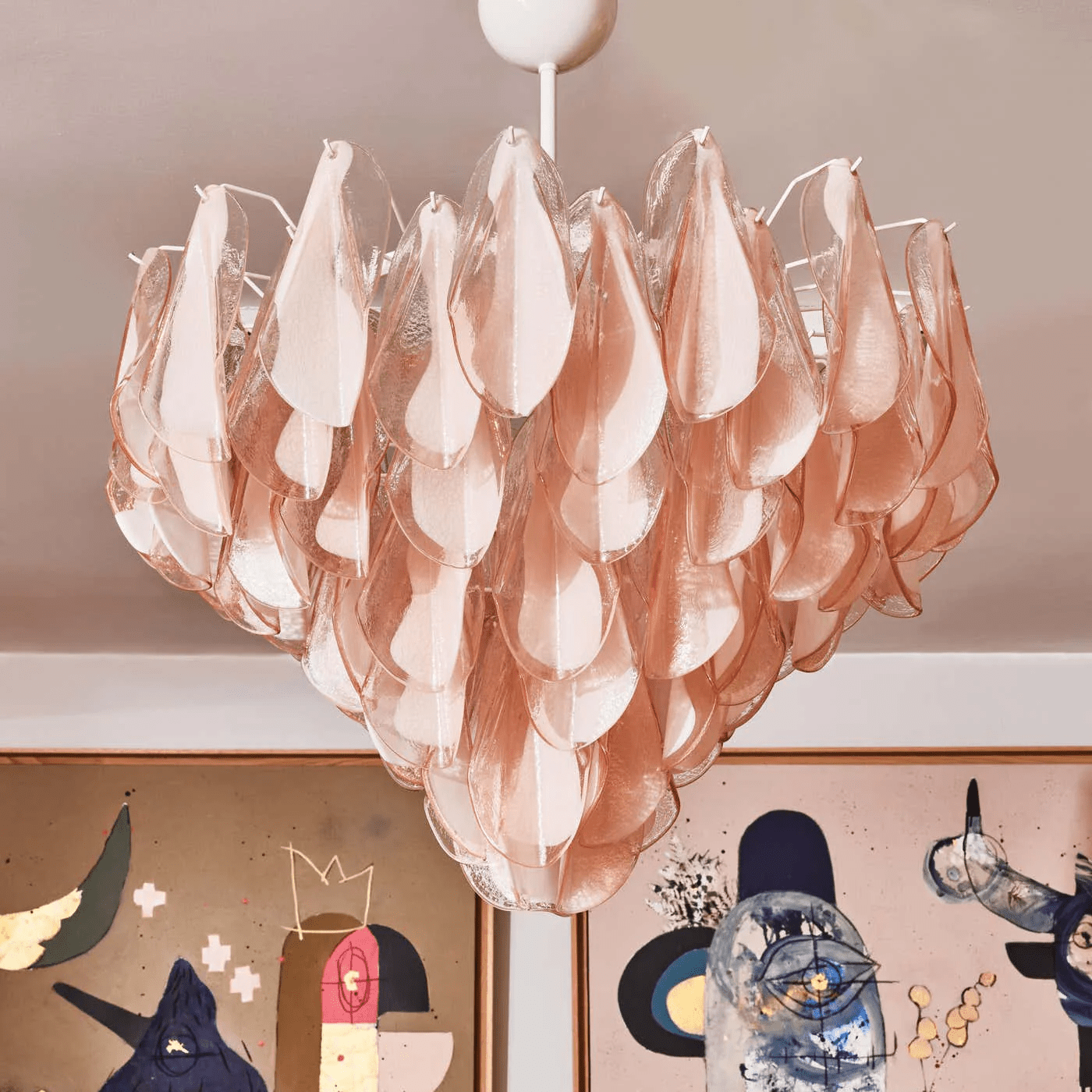 Elegant Vivara Glass Chandelier with Adjustable Height & Crystal Accen