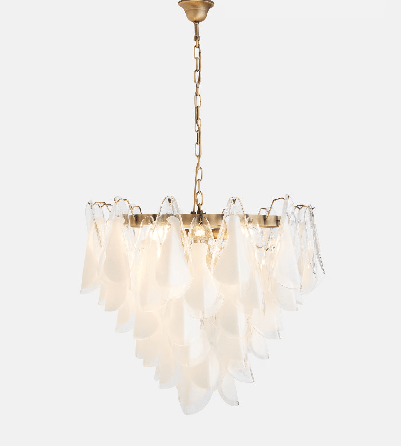 Lunara White Glass Chandelier - Elegant Design with Adjustable Height