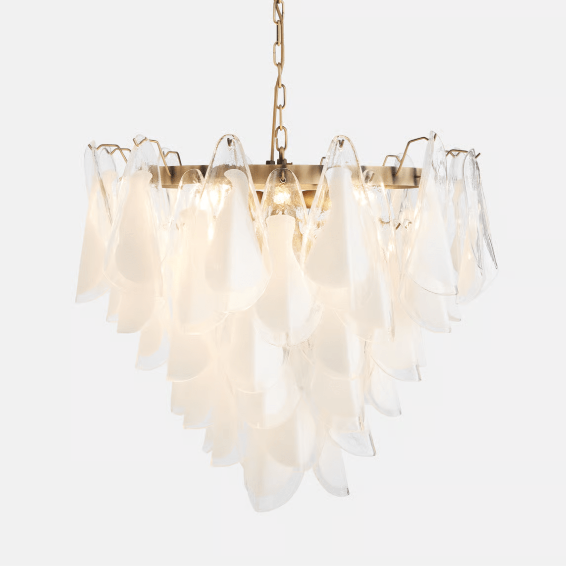 Lunara White Glass Chandelier - Elegant Design with Adjustable Height