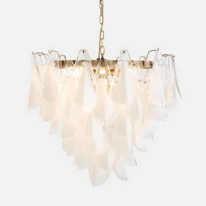 Lunara White Glass Chandelier - Elegant Design with Adjustable Height