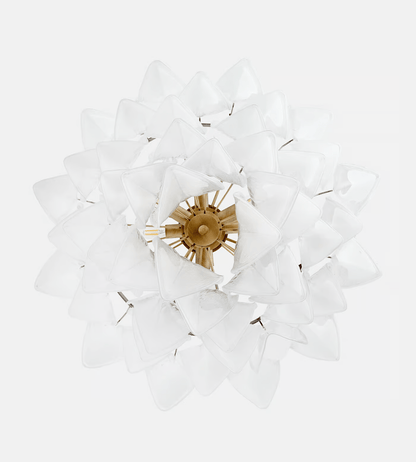 Lunara White Glass Chandelier - Elegant Design with Adjustable Height