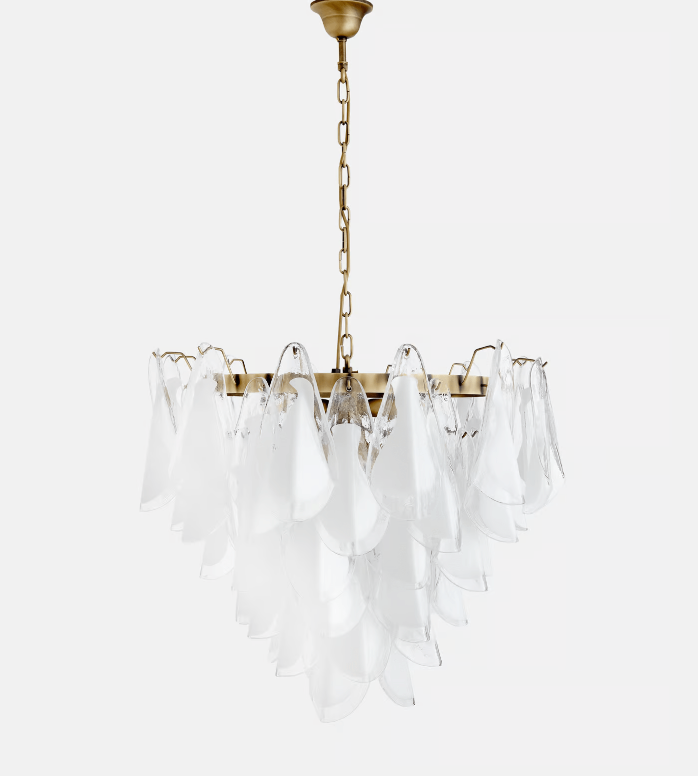 Lunara White Glass Chandelier - Elegant Design with Adjustable Height