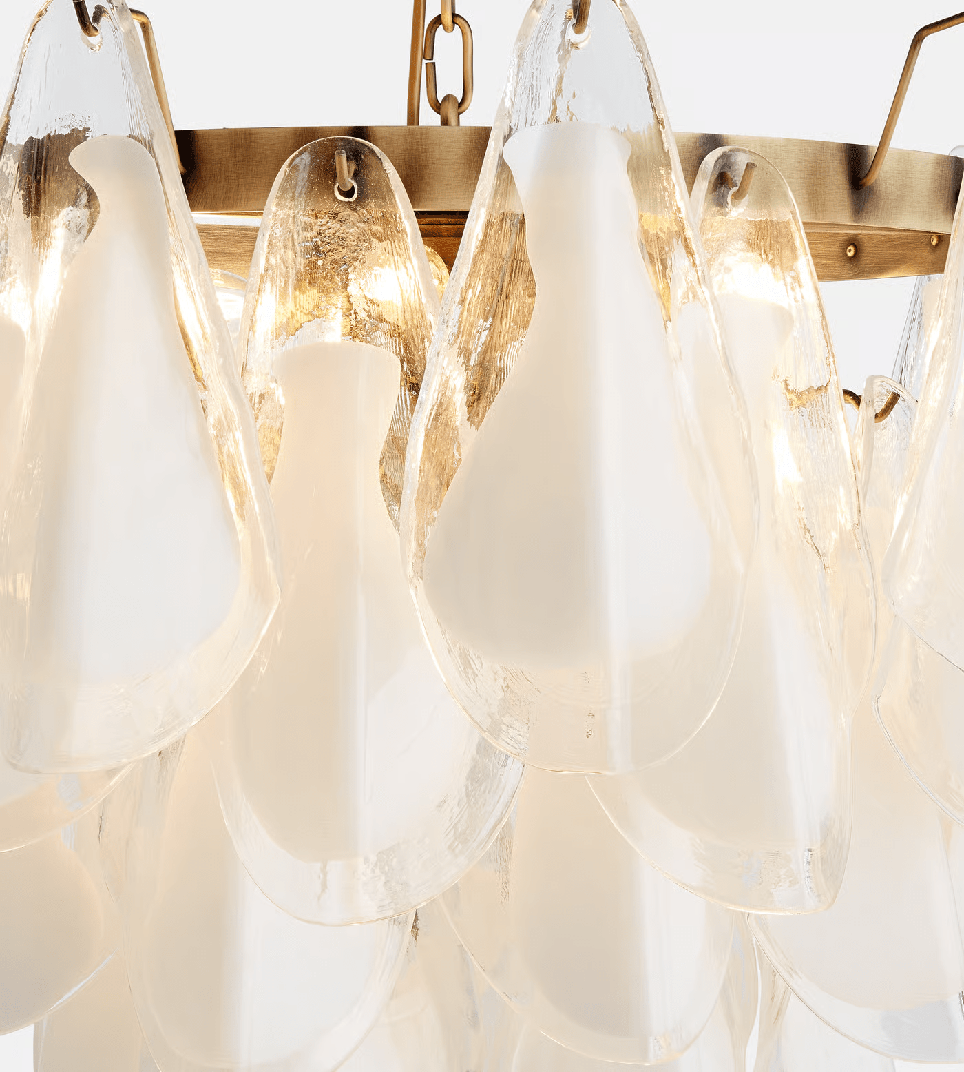 Lunara White Glass Chandelier - Elegant Design with Adjustable Height