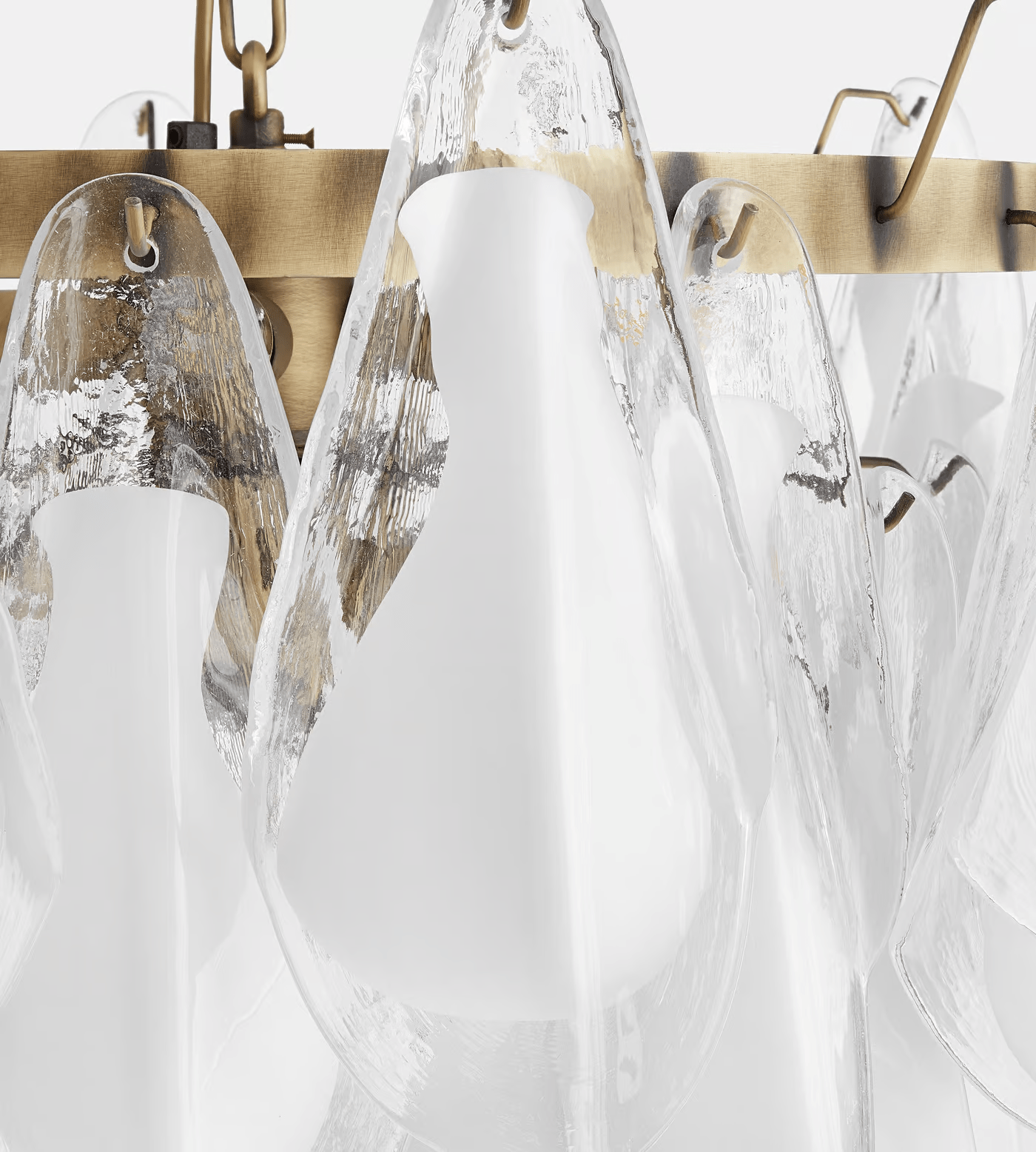 Lunara White Glass Chandelier - Elegant Design with Adjustable Height