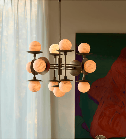 Cara Alabaster Chandelier - Elegant Design with Adjustable Height & LE