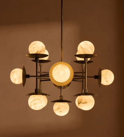 Cara Alabaster Chandelier - Elegant Design with Adjustable Height & LE