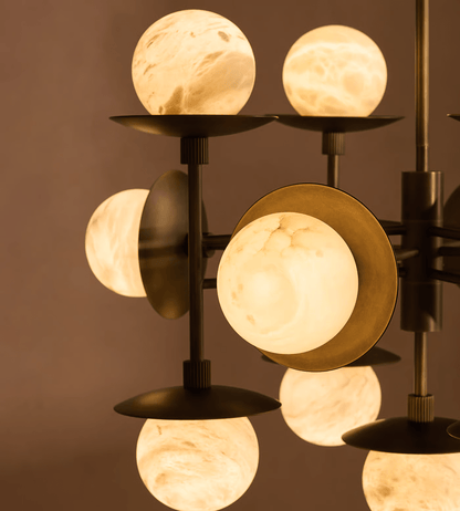 Cara Alabaster Chandelier - Elegant Design with Adjustable Height & LE