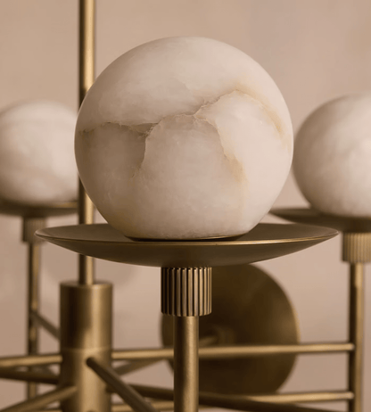 Cara Alabaster Chandelier - Elegant Design with Adjustable Height & LE