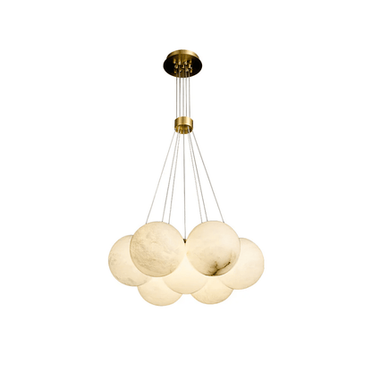 Elegant Alabaster Balls Chandelier - Adjustable Height & Soft Glow
