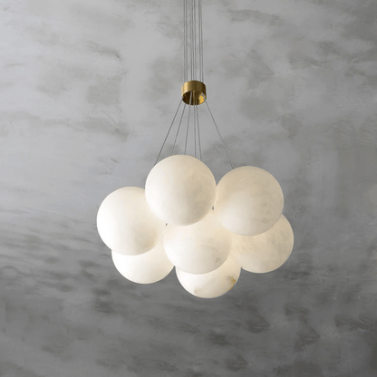 Elegant Alabaster Balls Chandelier - Adjustable Height & Soft Glow