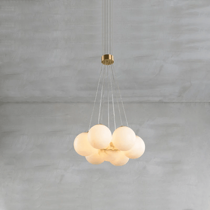 Elegant Alabaster Balls Chandelier - Adjustable Height & Soft Glow