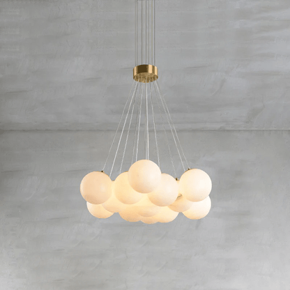 Elegant Alabaster Balls Chandelier - Adjustable Height & Soft Glow
