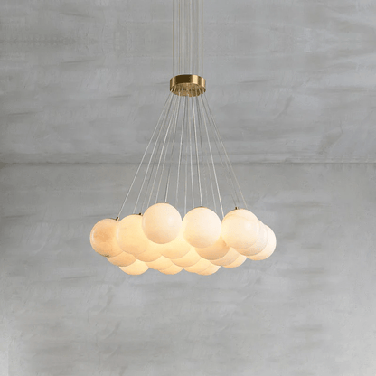 Elegant Alabaster Balls Chandelier - Adjustable Height & Soft Glow