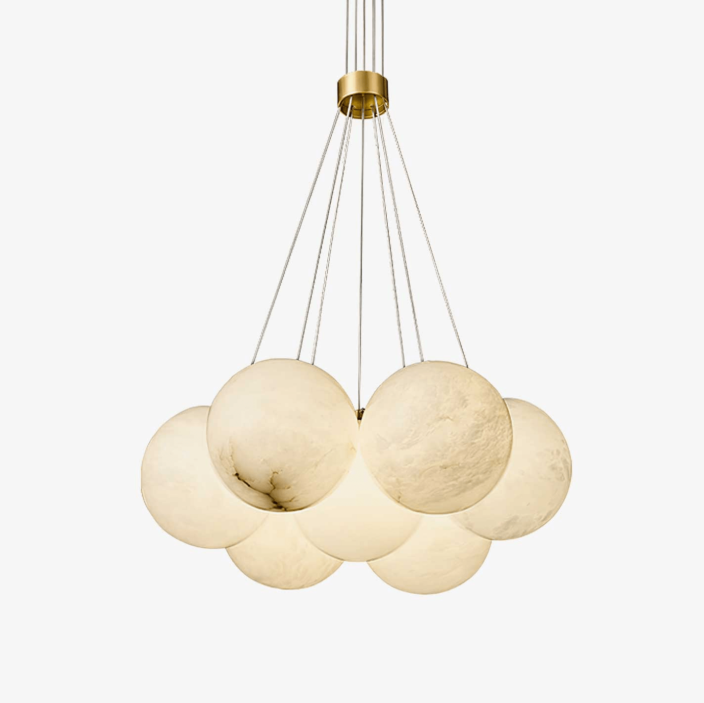 Elegant Alabaster Balls Chandelier - Adjustable Height & Soft Glow