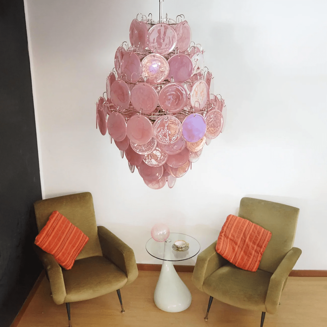 Elegant Rosa Glass Chandelier - Dimmable LED, Modern Design