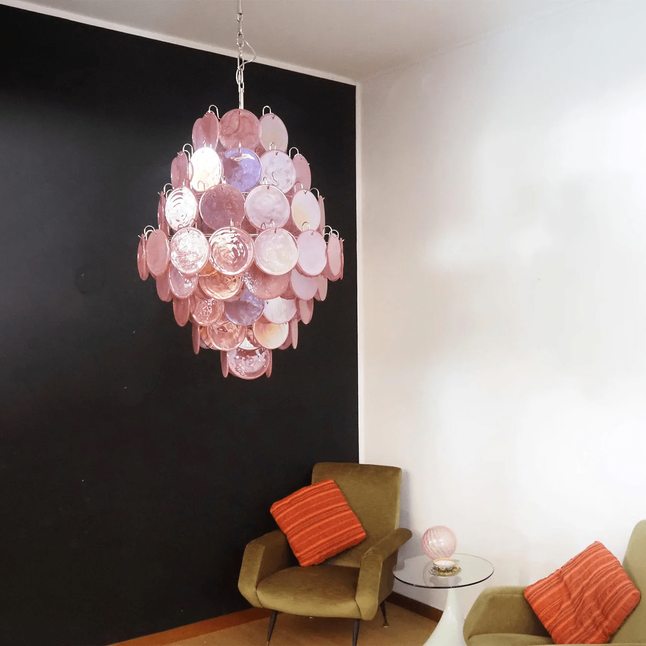 Elegant Rosa Glass Chandelier - Dimmable LED, Modern Design