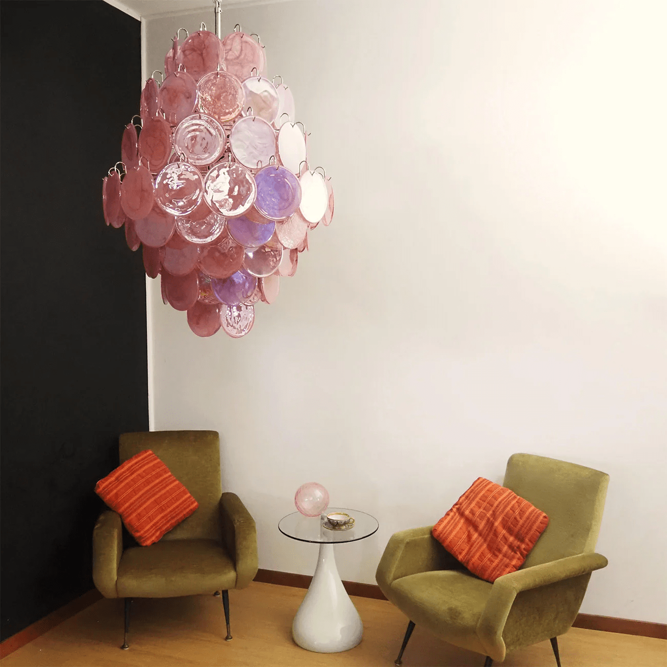 Elegant Rosa Glass Chandelier - Dimmable LED, Modern Design