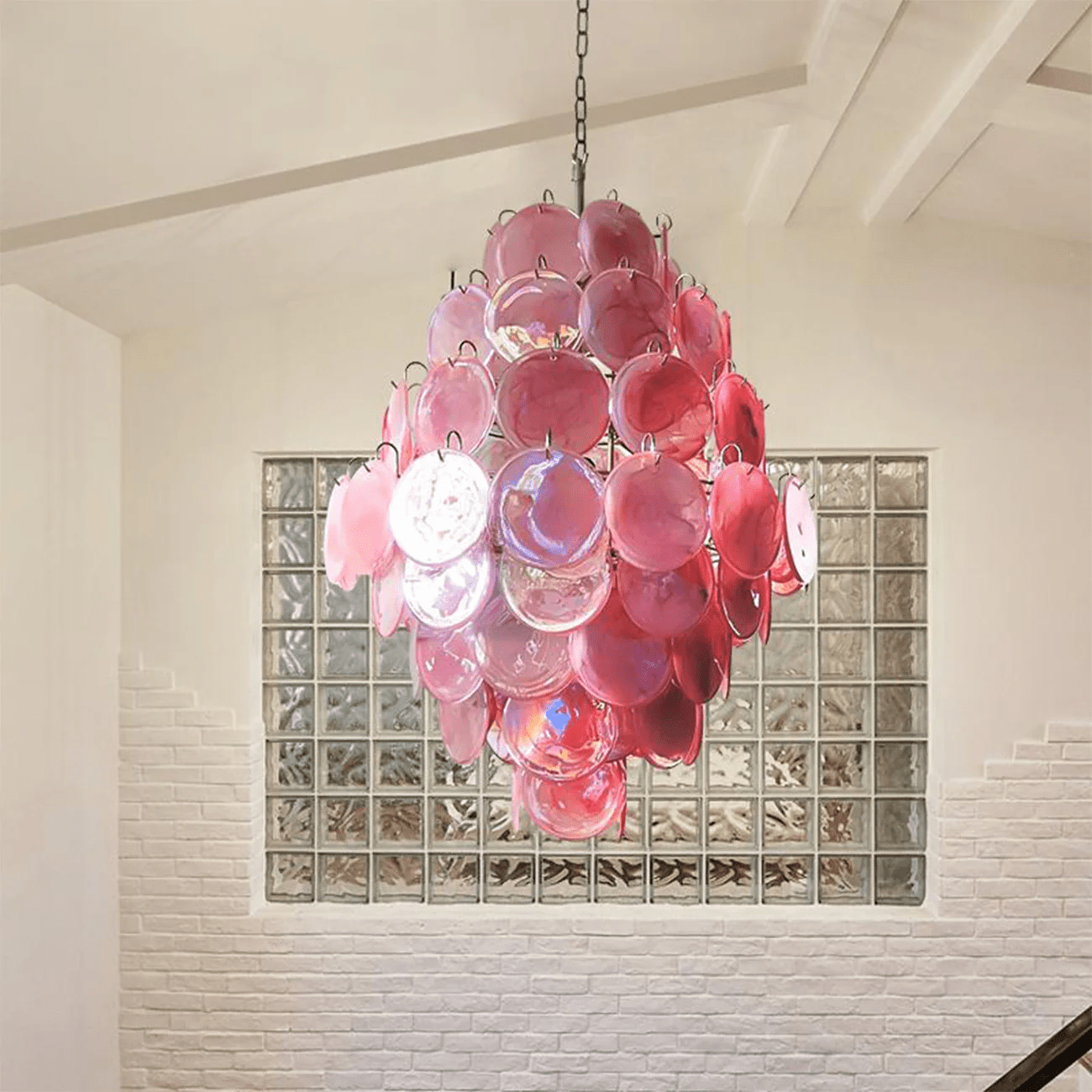 Elegant Rosa Glass Chandelier - Dimmable LED, Modern Design