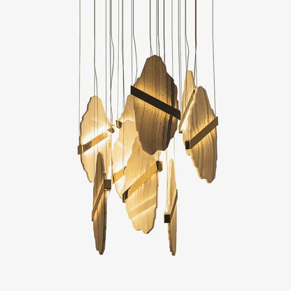 Auralith Alabaster Chandelier - Elegant Lighting with Adjustable Heigh