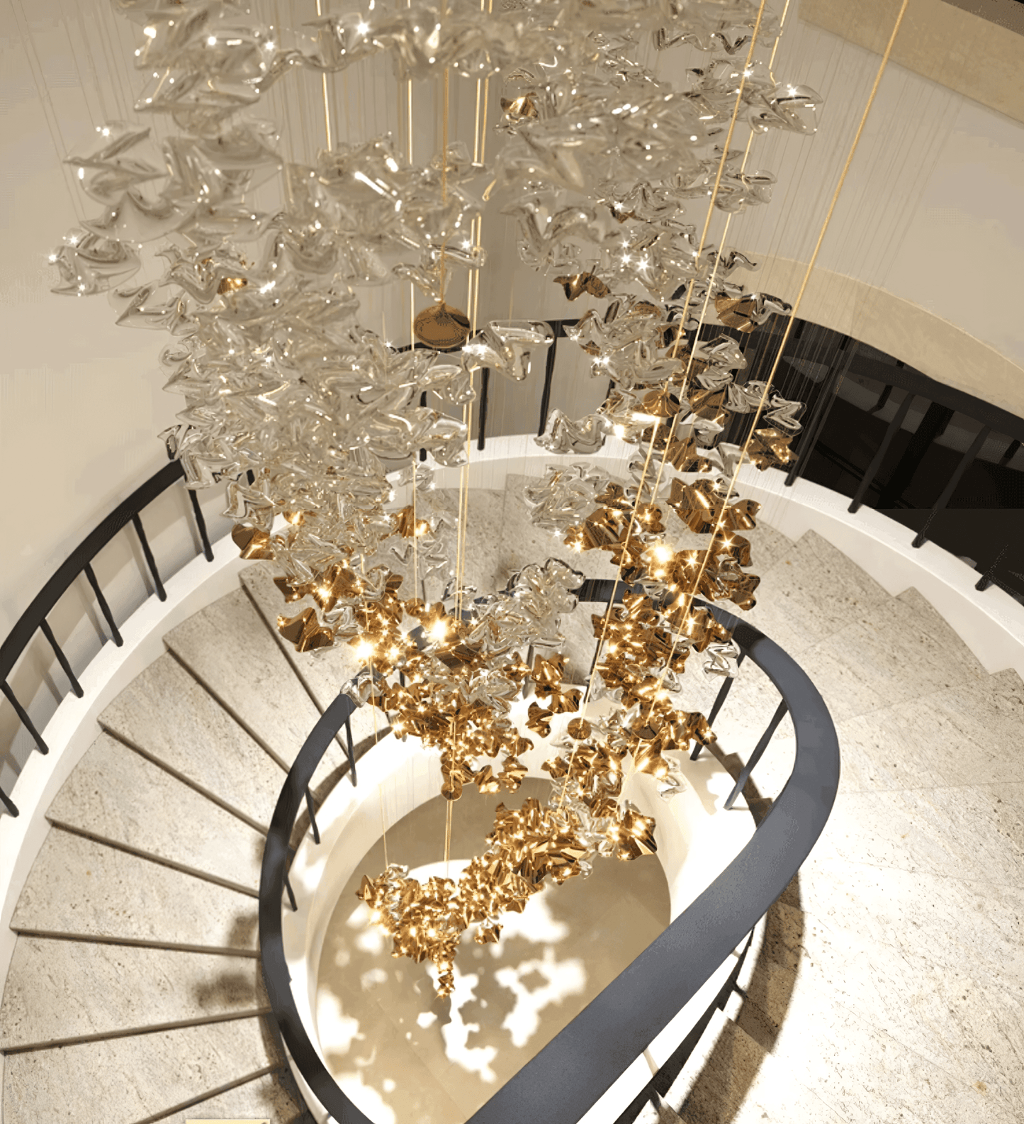 Tidal Art Glass Chandelier - Elegant Design with Dimmable LED Lights
