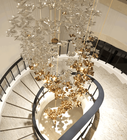 Tidal Art Glass Chandelier - Elegant Design with Dimmable LED Lights
