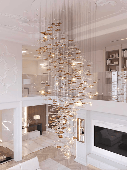 Tidal Art Glass Chandelier - Elegant Design with Dimmable LED Lights