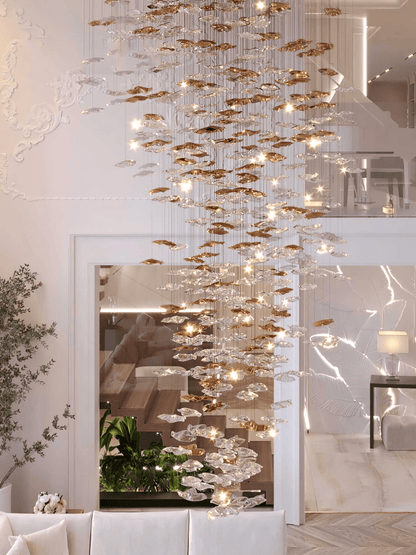 Tidal Art Glass Chandelier - Elegant Design with Dimmable LED Lights