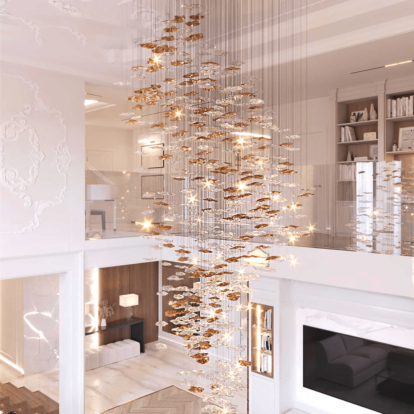 Tidal Art Glass Chandelier - Elegant Design with Dimmable LED Lights