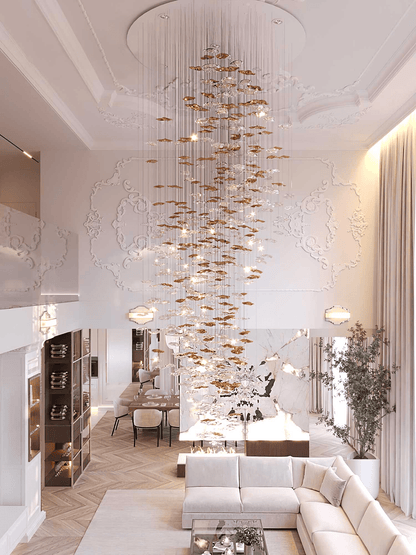 Tidal Art Glass Chandelier - Elegant Design with Dimmable LED Lights