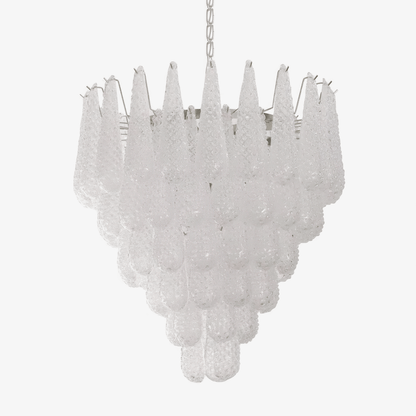 Modern Grid Glass Waterfall Chandelier with Dimmable LED Lights