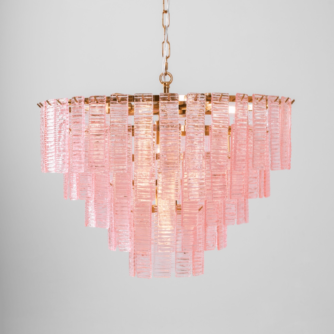Opalora Pink Glass Chandelier - Elegant Design with Adjustable Height