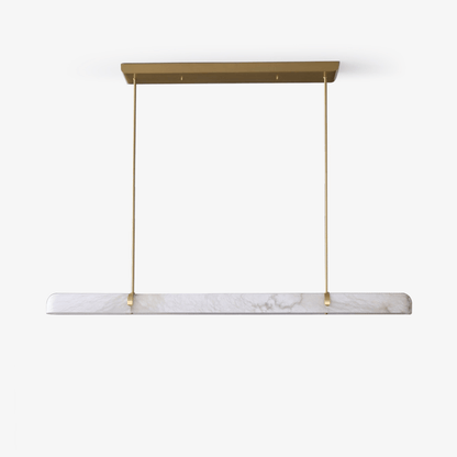Linear Alabaster Chandelier with Adjustable Height and Soft LED Lighti