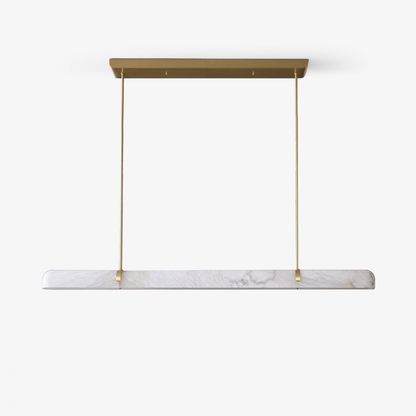 Linear Alabaster Chandelier with Adjustable Height and Soft LED Lighti